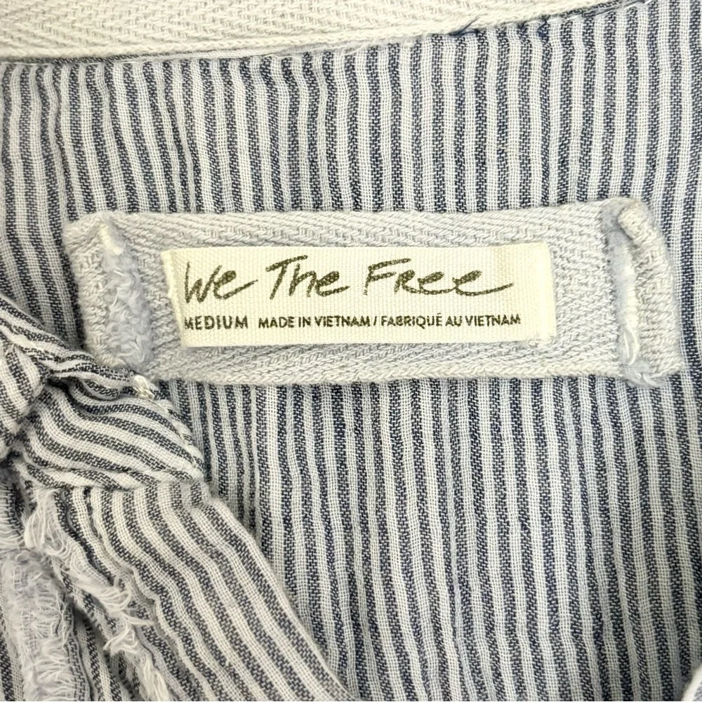 Free People We The Free Blue White Stripe Button Down Shirt Women’s Size Medium